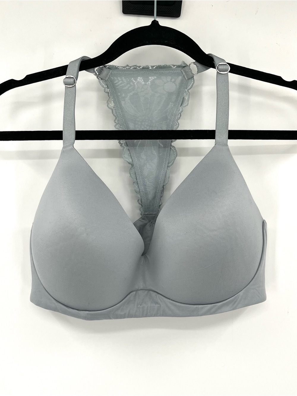 AERIE Real Sunnie Wireless Bra 36DD Racerback Light Blue Tshirt Bra Lace Panel